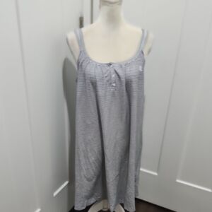 Lauren Ralph Lauren Cotton Knit Double Strap Night Gown M NWT Strioed